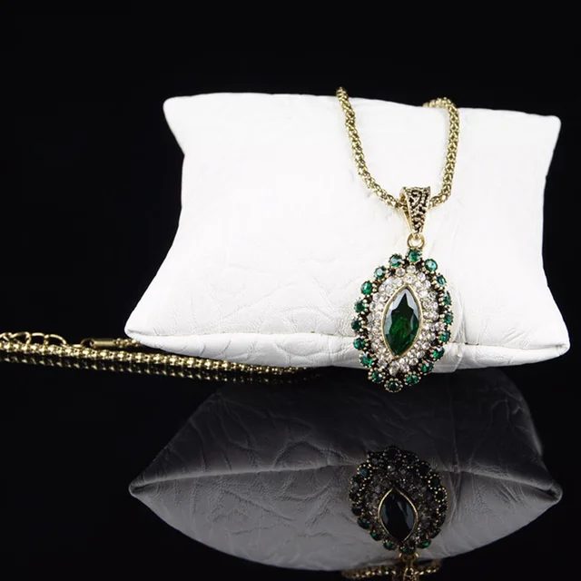 Conjunto De joyería con diamantes De imitación para mujer, collar, pendientes, pendientes, diseño De flor, Ojo De caballo, cristal verde, Estilo Vintage indio Conjunto De joyería con diamantes De imitación para mujer, collar, pendientes, pendientes, diseño De flor, Ojo De caballo, cristal verde, Estilo Vintage indio