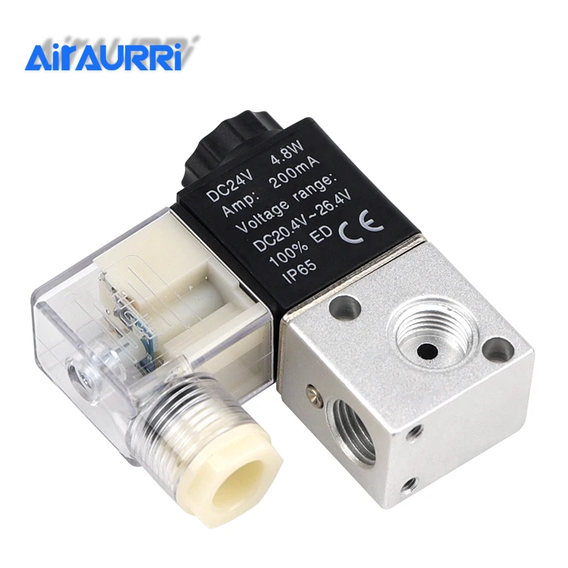 

Air 3V1-08 1/4"BSP 3V1-06 1/8"DC12V/24V AC24V/36V/110V/220V/380V 3Way 2Position Pneumatic Electric Solenoid Valve Control 3V1-M5