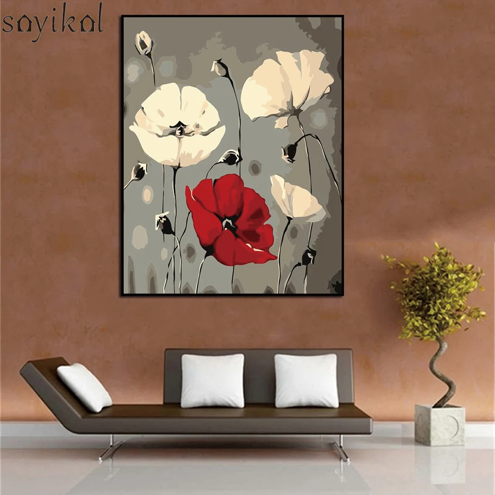

DIY Framed Abstract Flowers DIY Painting By Numbers Modern Wall Art Picture Handpainted Painting & Calligraphy Home Decor 40x50