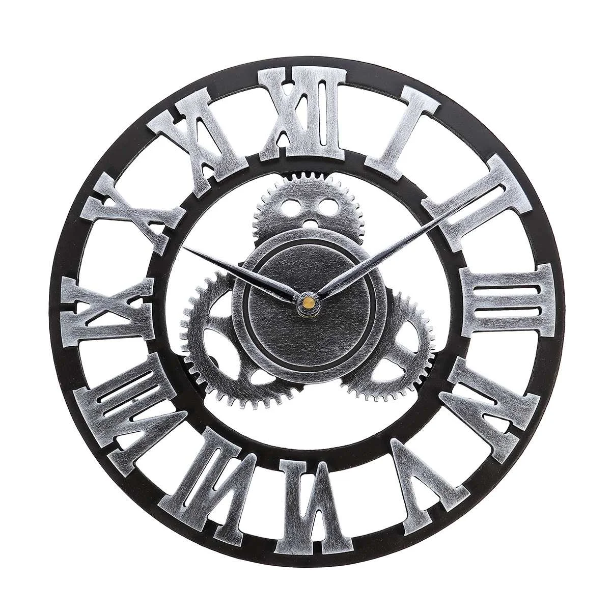 Круглый 3D Шестерни большие настенные часы 30/35/40 см Винтаж в стиле древнего Рима с цифрами бесшумный развертки курантах часы с таймером для домашнего украшения