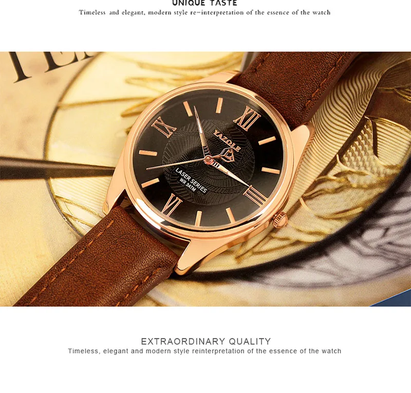 Новые мужские часы Топ бренд Yazole роскошные часы мужские часы водонепроницаемые кожаные часы с римскими цифрами Masculino мужские relojes hombre