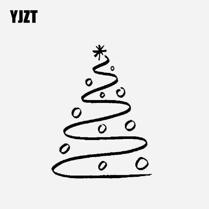 YJZT 10.8CM*14.5CM Creative Decoration Design Of Christmas Tree Car Sticker Vinyl Decal Black/Silver C23-0089 | Автомобили и