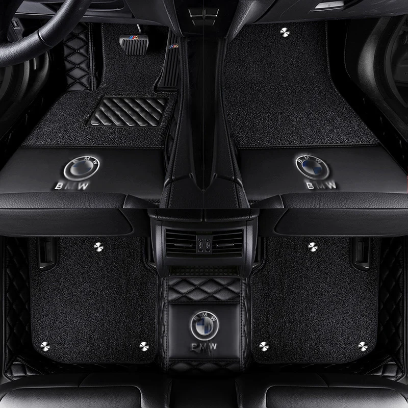 Custom logo Car floor mats for BMW 3 5 7 Series F20 E90 F30 E60 F10 F11 G30 F01 G11 X1 X3 X4 X5