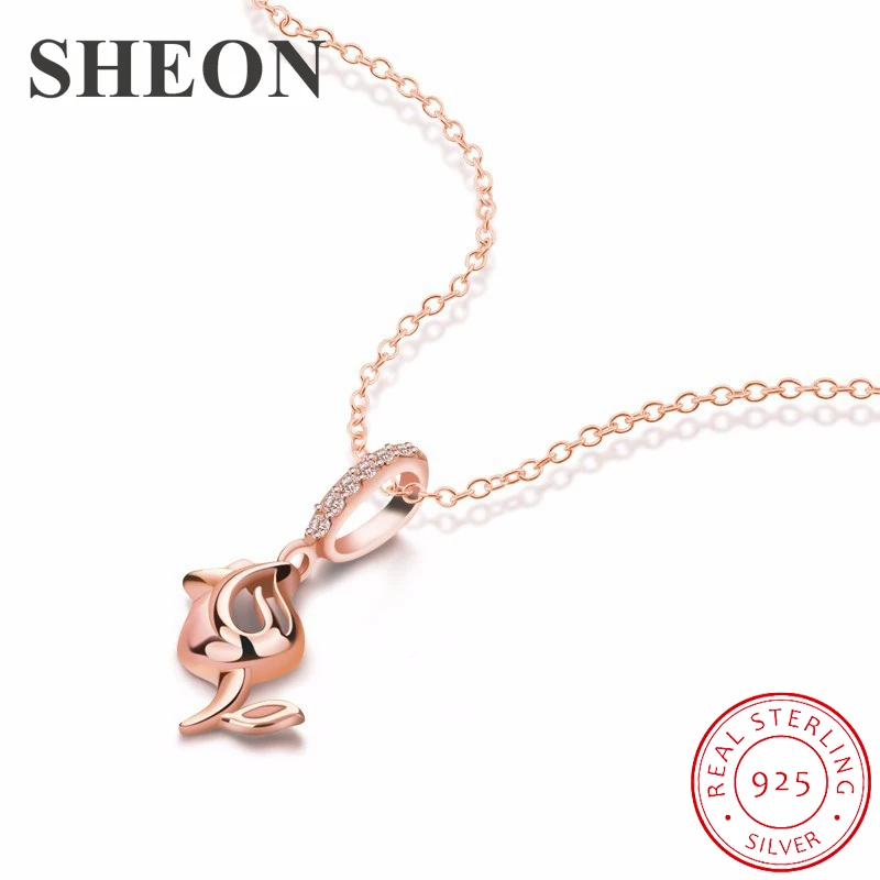

SHEON Flower Collection 925 Sterling Silver Luxury Rose Necklaces & Pendants For Women Sterling Silver Jewelry Valentine Gift
