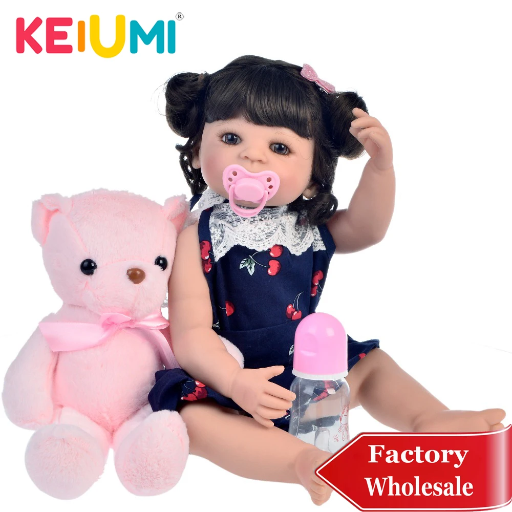 KEIUMI Baby Reborn 55 см силиконовый Полный корпус 22 "Boneca возрожденная менина кудри Реалистичная милая кукла игрушка для детей день рождения сюрприз