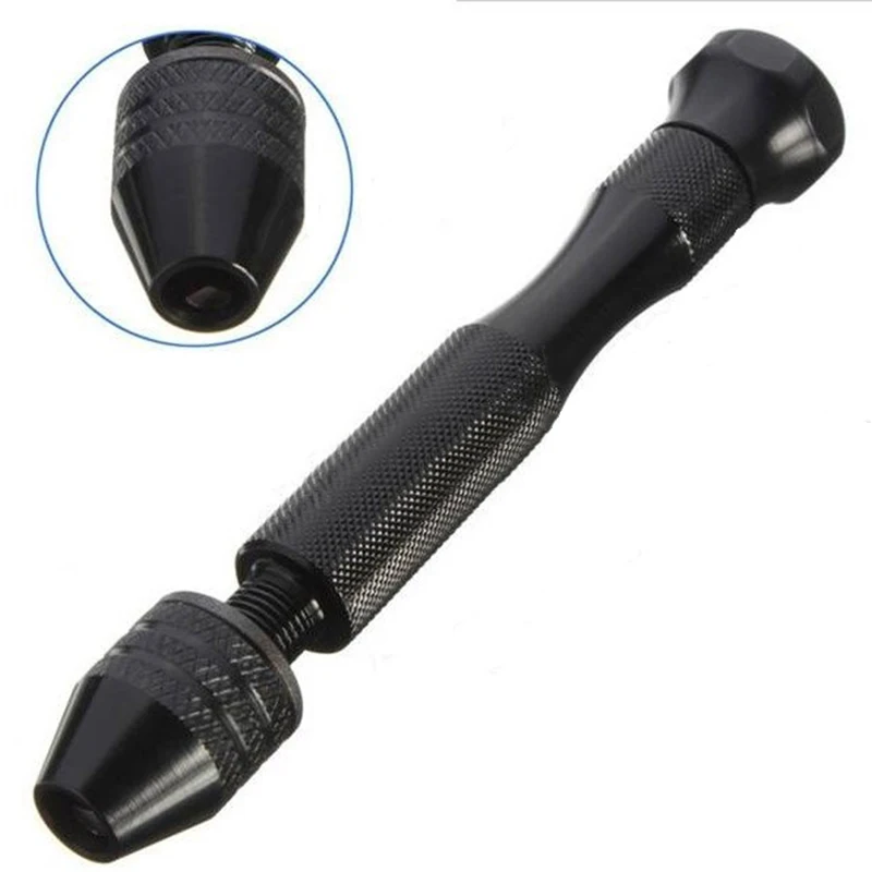 

Mini Manual Aluminum Hand Drill Keyless Chuck& 30x Twist Micro Drill Woodworking