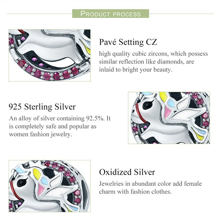 Colorful Unicorn Silver Beads Fit Bracelet 18 Colorful Unicorn Silver Beads Fit Bracelet -Unicorn Fashion