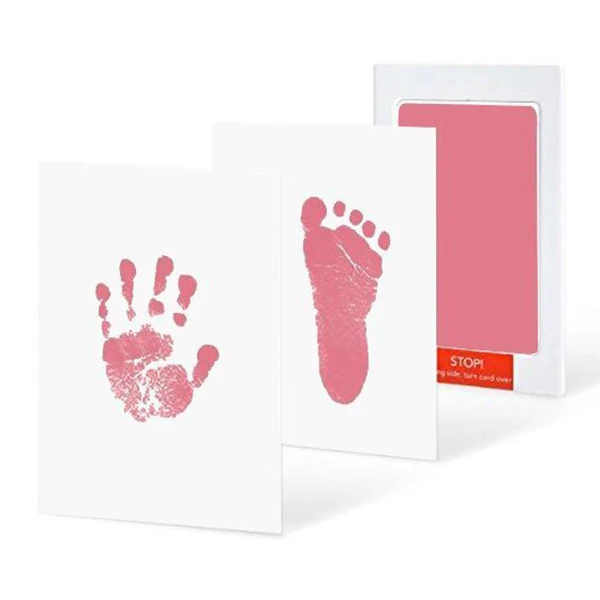 Детская ручная печать отпечаток воздуха сухой глины отпечаток руки Inkpad ноги сувениры литье новорожденного печать чернильный коврик Младенческая игрушка подарок - Цвет: Pink Ink Pad