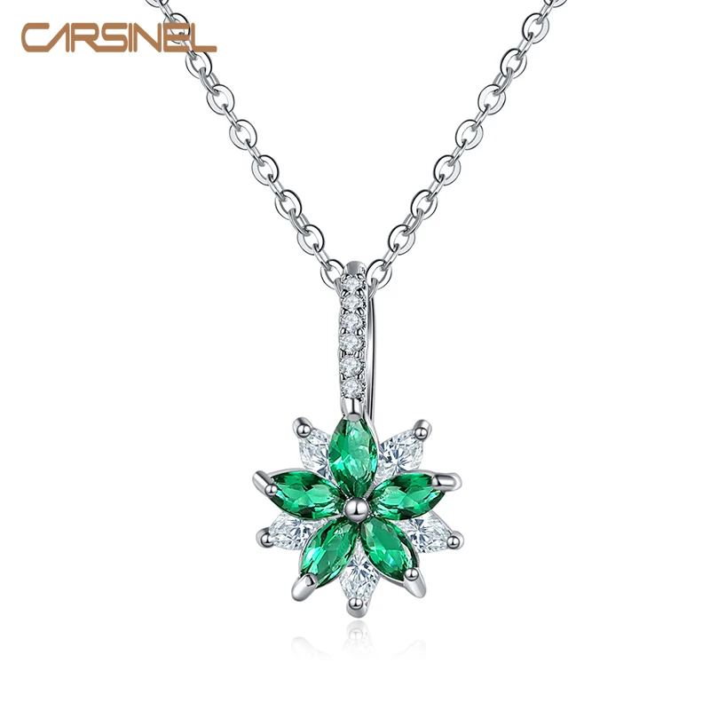 

CARSINEL Brand Colorful Cubic Zircon Pendant Necklace For Women Silver color Romantic Wedding Necklace NE0352