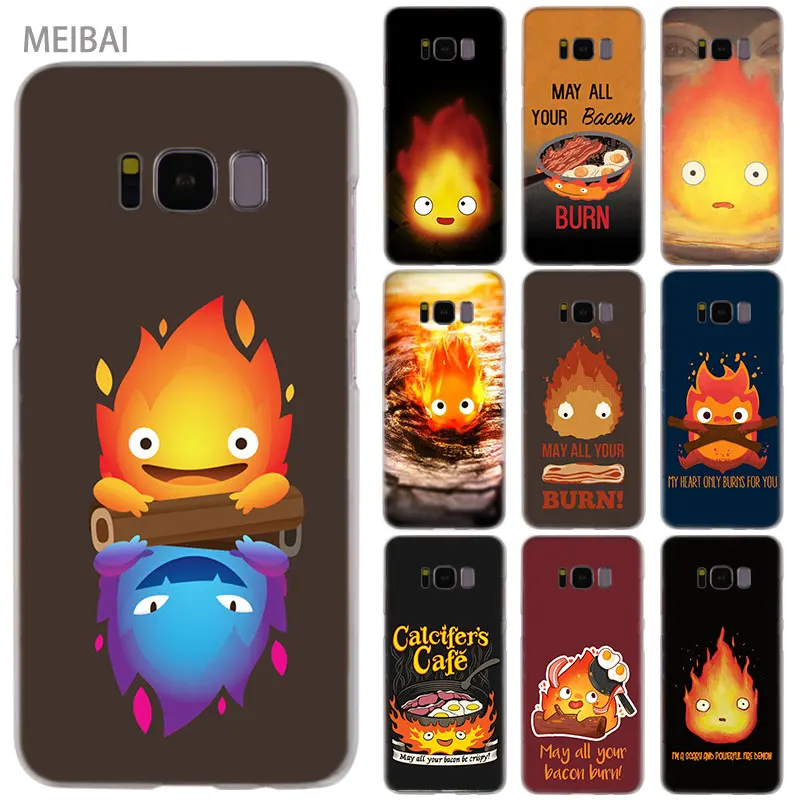 

MEIBAI cute fire calcifer Transparent hard Case for Samsung Galaxy S8 case S7 S6 Edge S9 S8 Plus s6 edge plus Galaxy Note 9cover