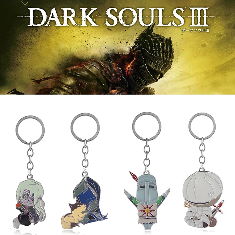

Dark Souls 3 Cosplay Props keychain Onion Knight ARTORIAS Solaire of Astora Enamel metal key chain