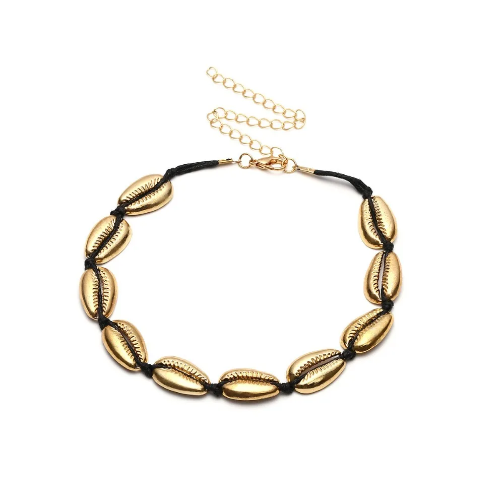 

Fashion Bohemian Shell Short Chain Necklace Women European Handmade Gold & Silver Alloy Shell Choker Necklace Women Jewelry 2019