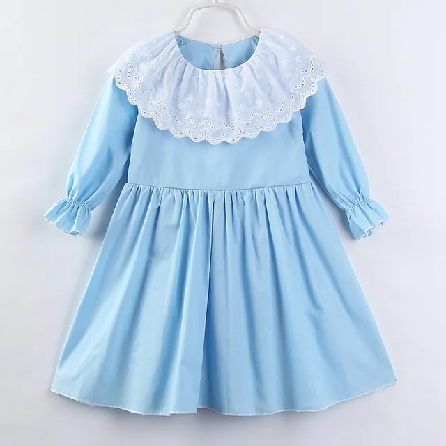 2018 Newborn Girl Lace Princess Infant Dress Baby Girls Dress Blue Long