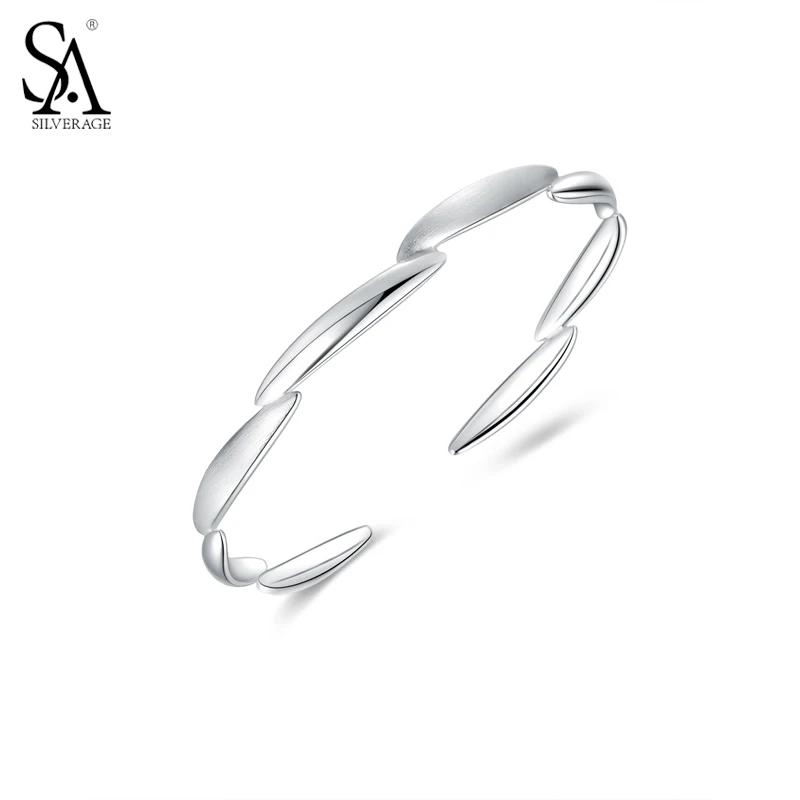 

SA SILVERAGE 925 Sterling Silver Bangles For Women Fashion Bracelets & Bangles Femme Pure Silver Fine Jewelry 2018 Party Gift