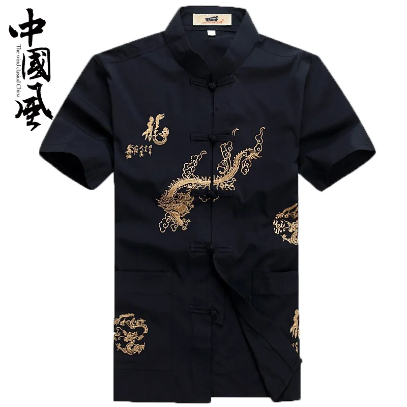

chinese traditional men clothing tang suit shirt male oriental mens tops blue mandarin collar cotton tangzhuang kung fu nation