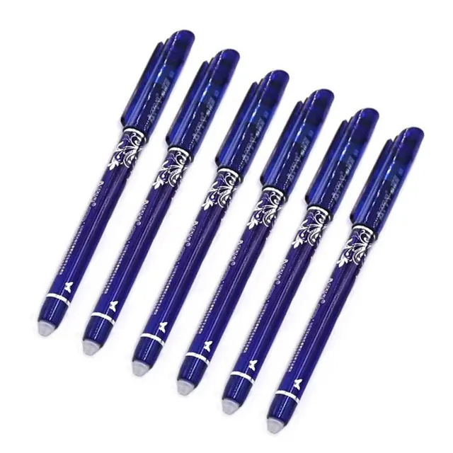 6 pcs/Set 0.5mm Erasable Pen Blue Ink Refill Ballpoint Pen for School