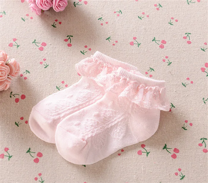 Обувь для мальчиков Носки для девочек Распродажа 5 пар/лот тонкие хлопковые носки Кружево ажурные Summer Infant a-cll-038-5 - Цвет: Розовый