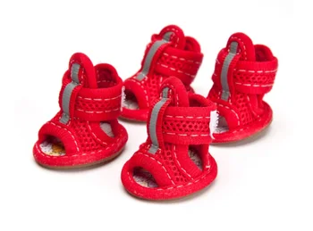 

FJ6 Breathable Summer Pet dogs Cats Shoes Cute Puppy Dog Tendon soles Pierced Net shoes Anti-skid 4pcs/lot free shipping