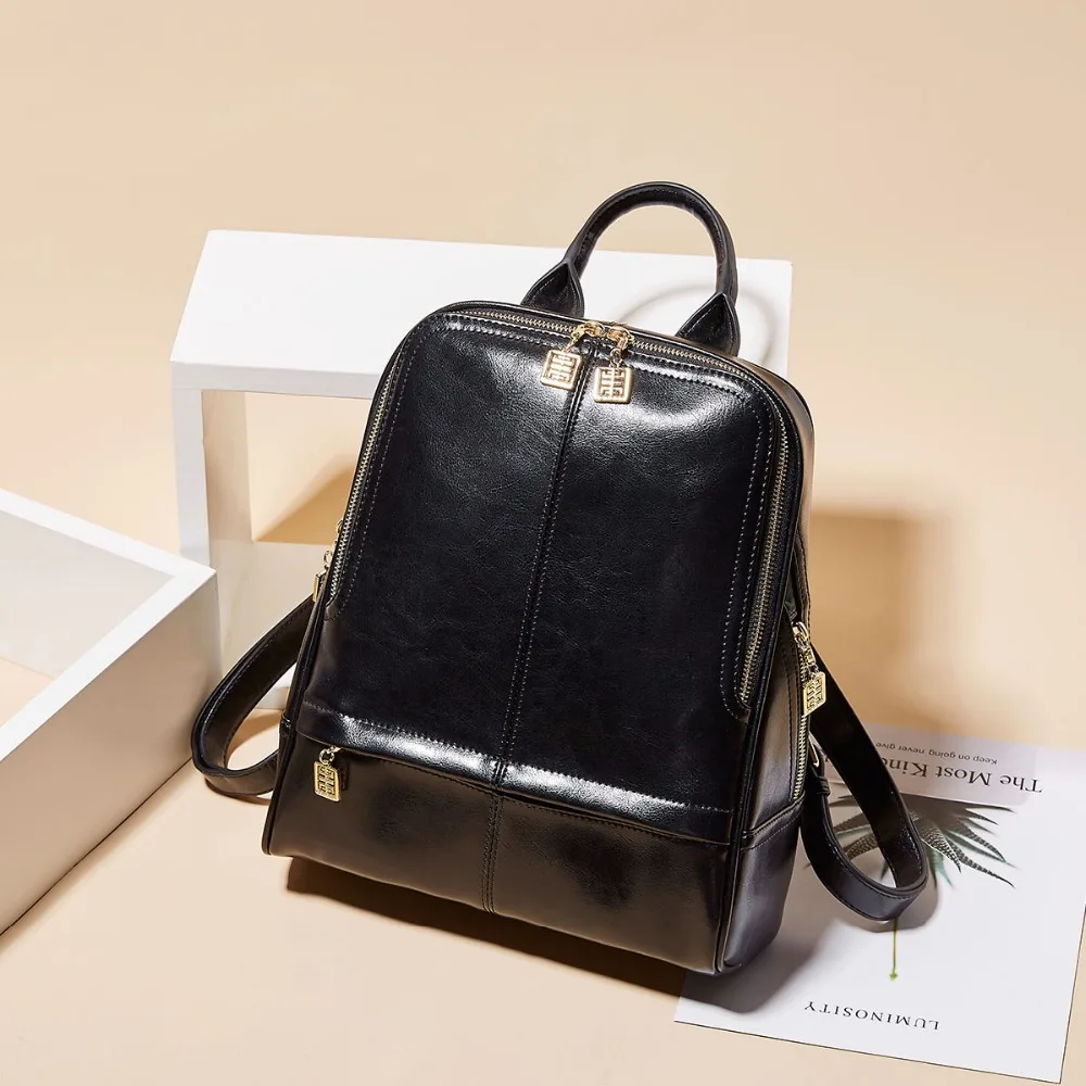 Роскошный рюкзак из натуральной кожи для женщин, модный школьный рюкзак для девочки Sac Dos черная сумка на плечо брендовый кошелек школьный