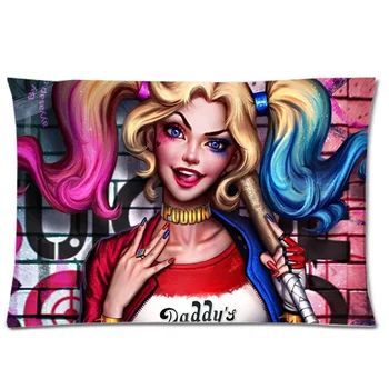 

Custom Harley Quinn Decorative Pillow Case, 20"x30" Soft Polyester Pillow Cover Rectangle Pillow Slip (Twin Sides)