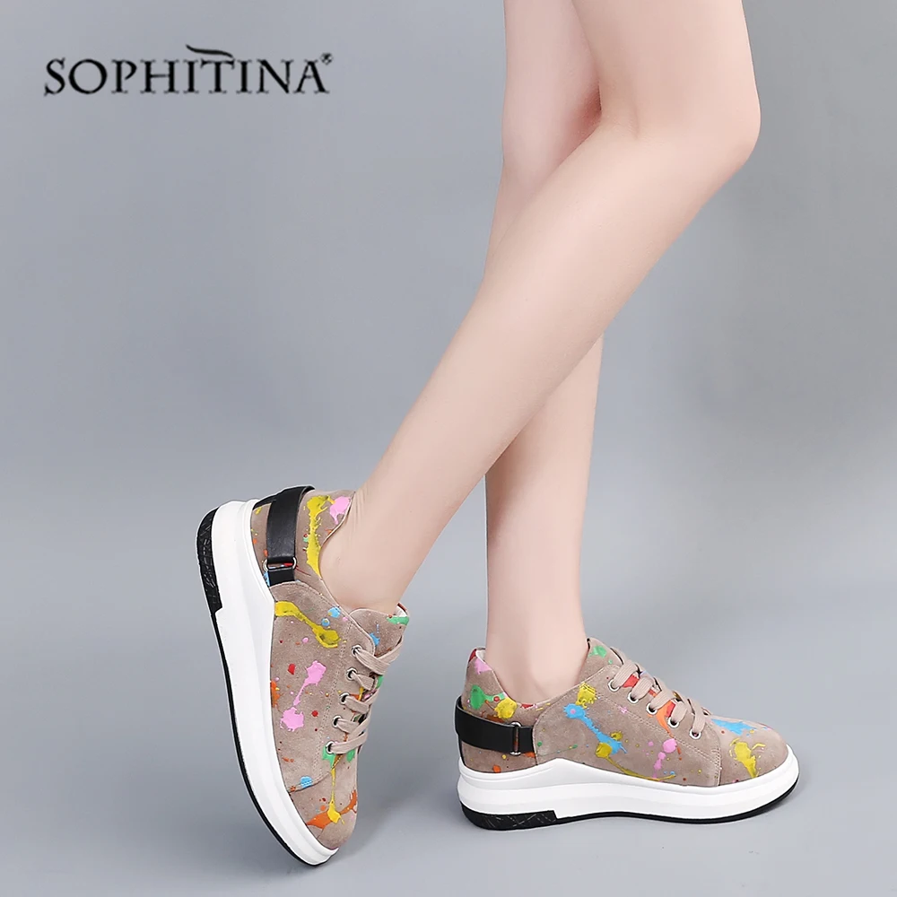 SOPHITINA/модная повседневная обувь на плоской подошве с граффити удобная круглым
