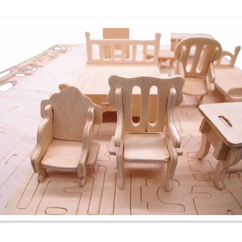 Furniture for Dolls LIVING ROOM Dollhouse Miniature 1:12 Model Kit Set 3D Puzzle