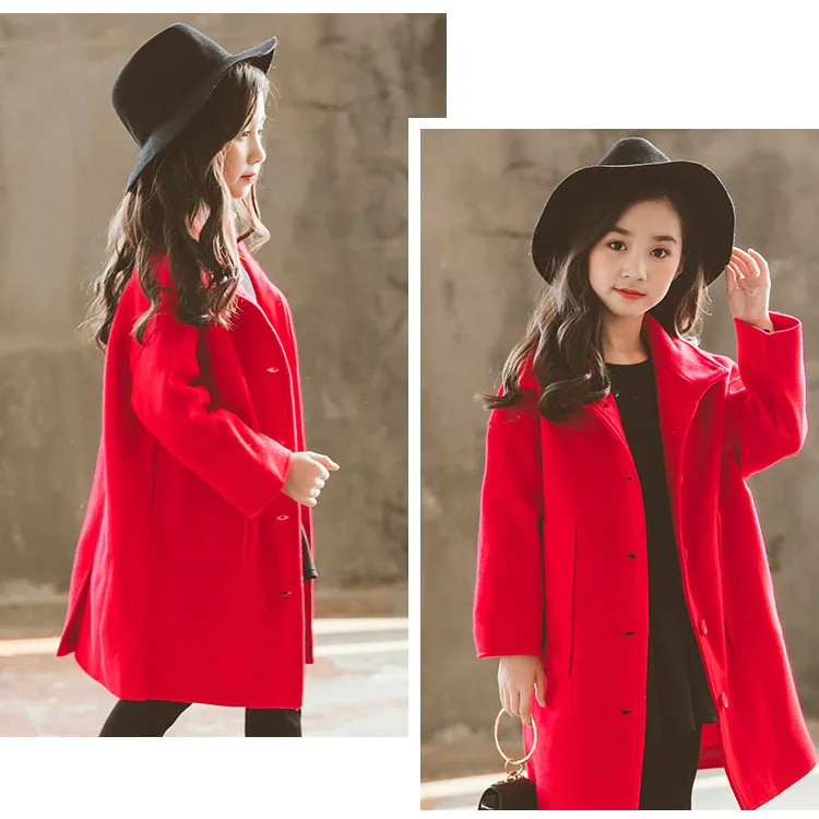 woolen long jackets for kids girls solid tench coat children outerwear tops clothing new 2018 autumn mother and daughter clothes (12)