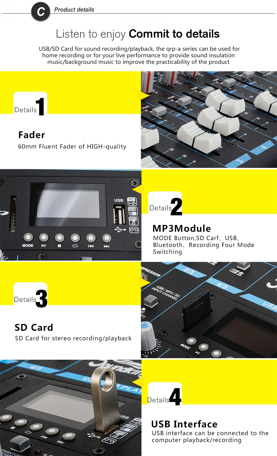 Soundking портативный микшерный пульт профессиональный аудио микшер USB/SD Аудио запись Bluetooth устройство воспроизведения 48 В фантомное питание A05/06/08