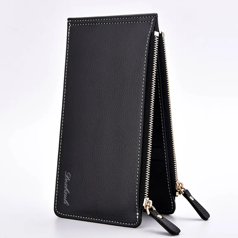 Long Wallet Men Designer Brand Coin Purse Double Zipper Wallet Male Clutch Large Capacity ...