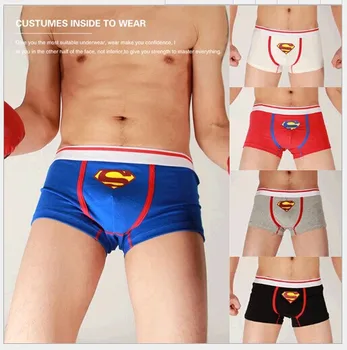

Superman men's underwear cotton boxer waist Blue red black gray white Cartoon panties personalized letter u style