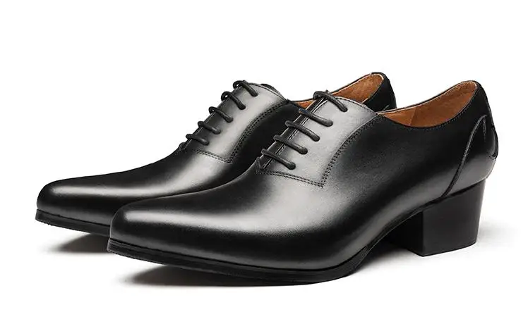 Туфли-оксфорды из натуральной кожи на высоком каблуке; трендовые деловые модельные мужские туфли; Мужская Свадебная обувь, увеличивающая рост; обувь для танцев в деловом стиле