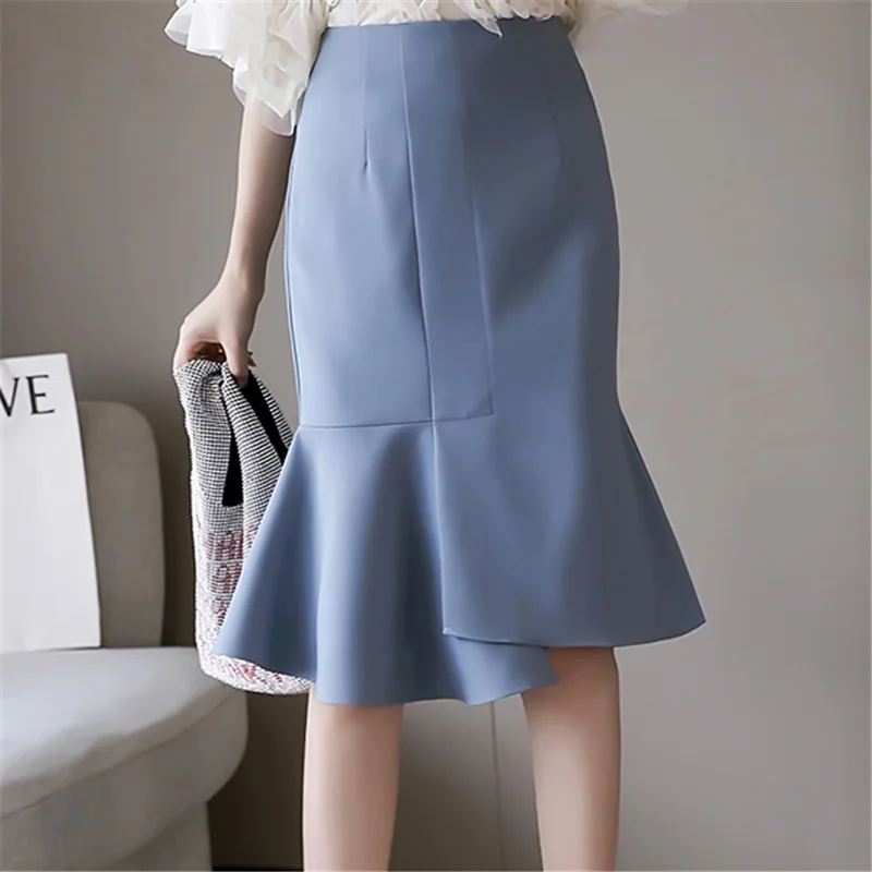 

Skirts Womens Office Lady High Waist Mermaid Bodycon Skirt Elegant Woman Pencil Skirts Plus Size Women Black Skirt Faldas Female