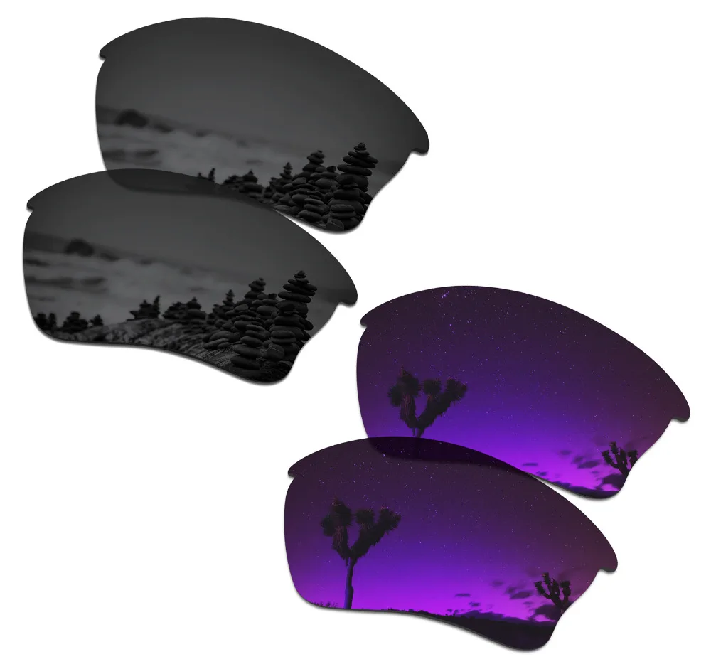 

SmartVLT 2 Pairs Polarized Sunglasses Replacement Lenses for Oakley Half Jacket XLJ Stealth Black and Plasma Purple