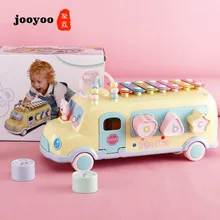 Детская ручная, ударная пианино пазл Ранний Образовательный младенческий толкающий скользящий школьный автобус автомобиль музыка перкуссия игрушка jooyoo
