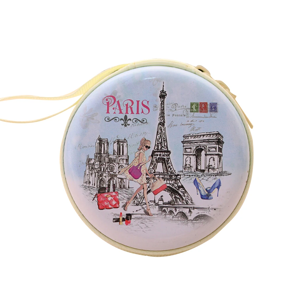 Hot Unisex Women Mini Coin Bag Cute Round Headset Paris Eiffel Zipper Coin Purse Key MIni Wallet Pouch Bag New