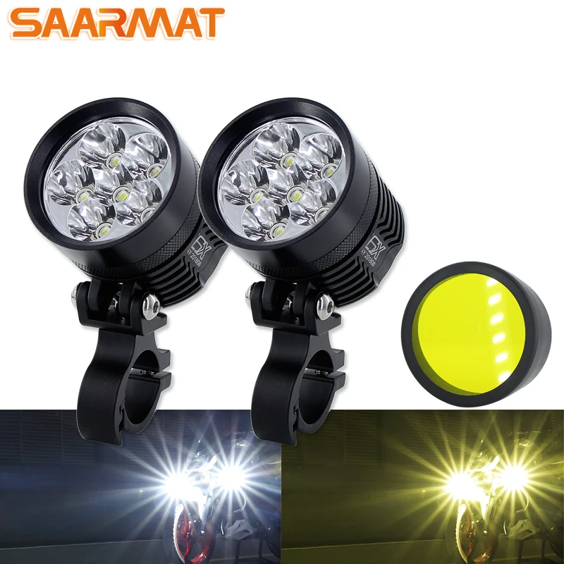 Double Colors led motorcycle headlight Fog DRL font b lamp b font led light car Universal