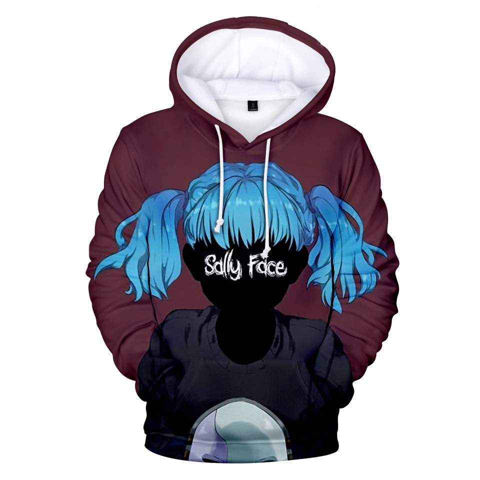 Women Men Sally Face Hoodie Cosplay Sally Face Hoodies 3D Cool Tops  Hooded Sweatshirt Pullover Coats For Boys Girls2