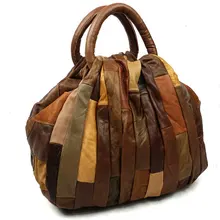 Роскошные Винтаж женские кожаные сумки Теплые лоскутное ведро сумка женская сумка на плечо