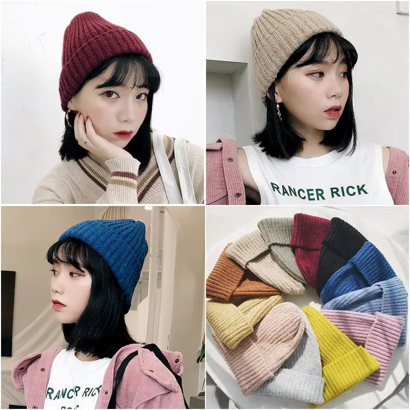 Женские и мужские шапки Skullies Beanies модные теплые унисекс эластичные вязаные