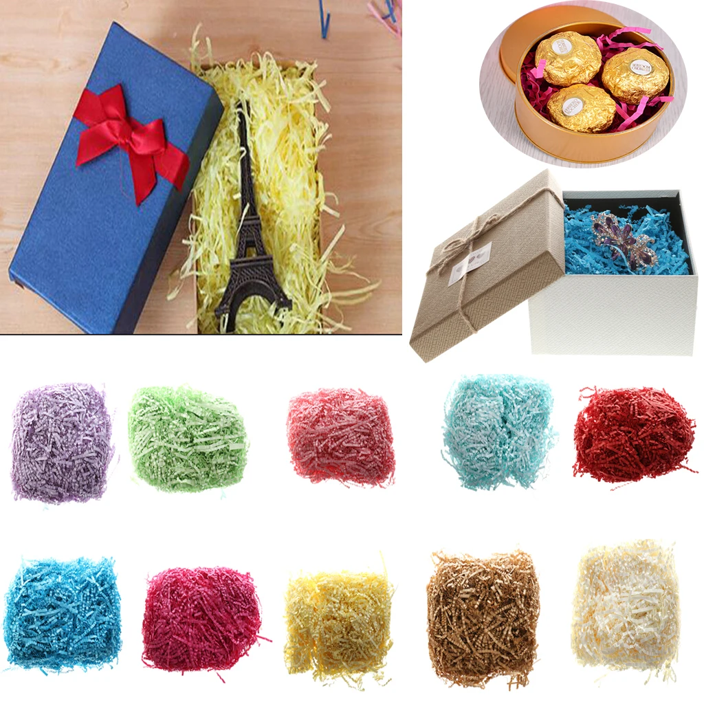 Multicolor 50g Crinkle Cut Shredded Tissue Paper Candy Box Packaging