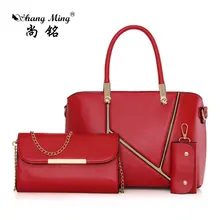 ShangMing 2017 Moda 3 Unidades PU Bolso Bolsos Mensajero de Las Mujeres clave embalaje Bolsas de Hombro Sólido Oficina de Señora Casual