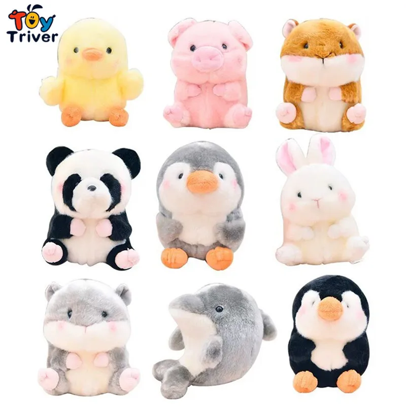 1 Piece Cute Fat Plush Panda Pig Rabbit Dolphin Hamster Stuffed Small Gift Toys