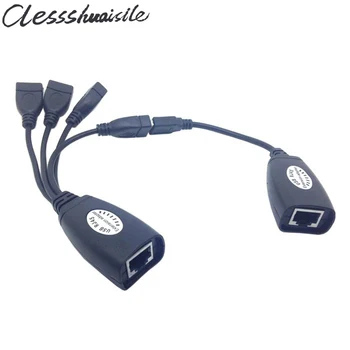 

USB Keyboard Mouse Over RJ45 CAT5E CAT6 Cable Extension Extender 4 Ports Hub Cable Adapter