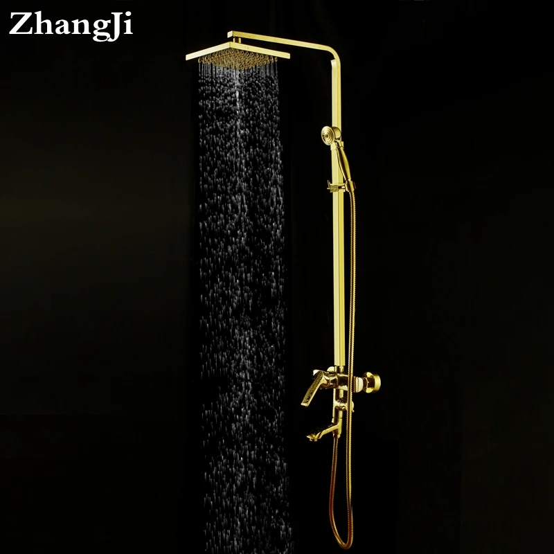 ZhangJi Gilded Grand Bathroom Shower Head Set Wall Mounted Waterfall