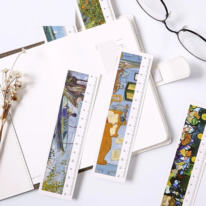 Koop 30 stks Van Gogh art bladwijzers voor boek marker met heerser memo kaart Vintage schilderen Gift Briefpapier Kantoor schoolbenodigdheden F420