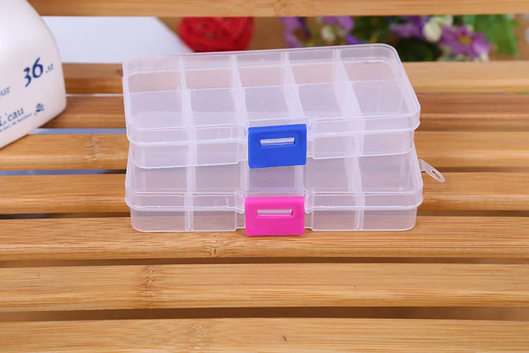 

1pcs 13*6.5*2cmPlastic 10 Slots Compartment Adjustable Jewelry Necklace Clear Storage Box Case Holder Craft Organizer Hot