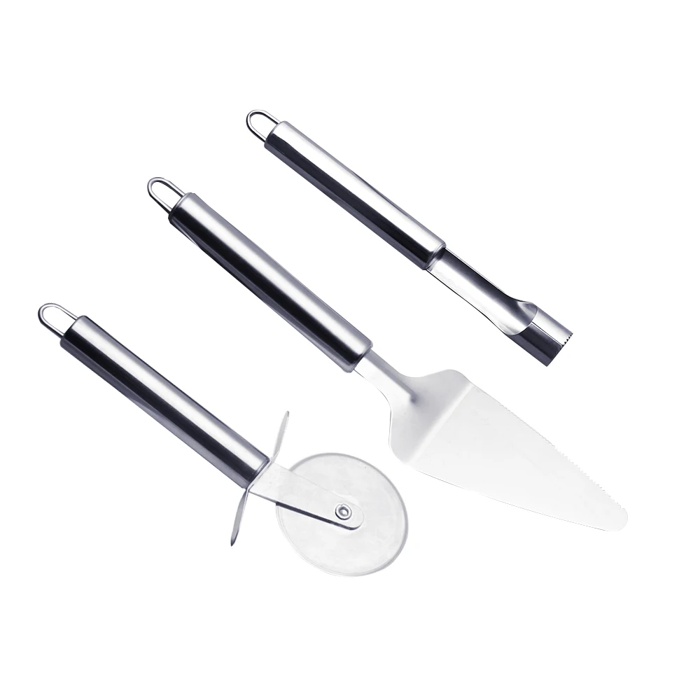 

3 Pcs/Set Pizza Cutter Pie Server Pizza Server Knife Sharp Pizza Wheel Slicer Stainless Steel Kitchen Pizza Tool Set