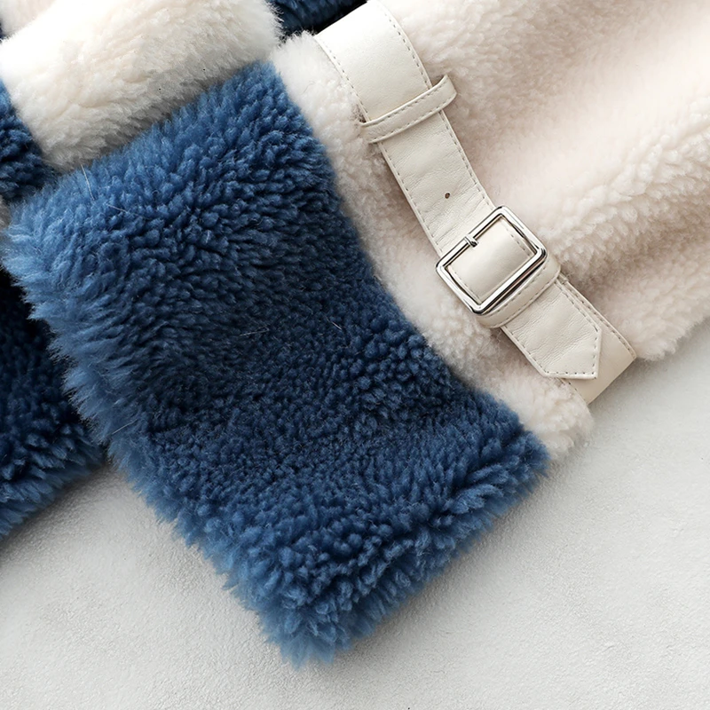 AYUNSUE пальто из натуральной шерсти с воротником из натурального Лисьего меха, с капюшоном, куртка для стрижки овец, длинные зимние куртки, женское меховое пальто YS896009