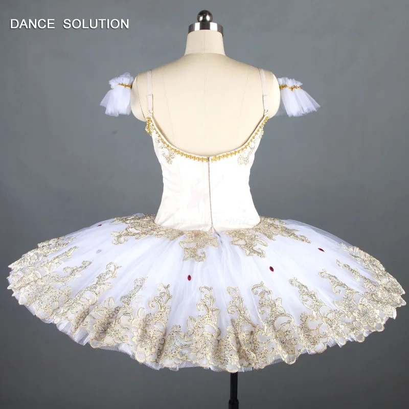 Профессиональное балетное с юбкой пачкой, 10 слоев белого фатина, танцевальное платье для девочек, индивидуальный сценический костюм B18003