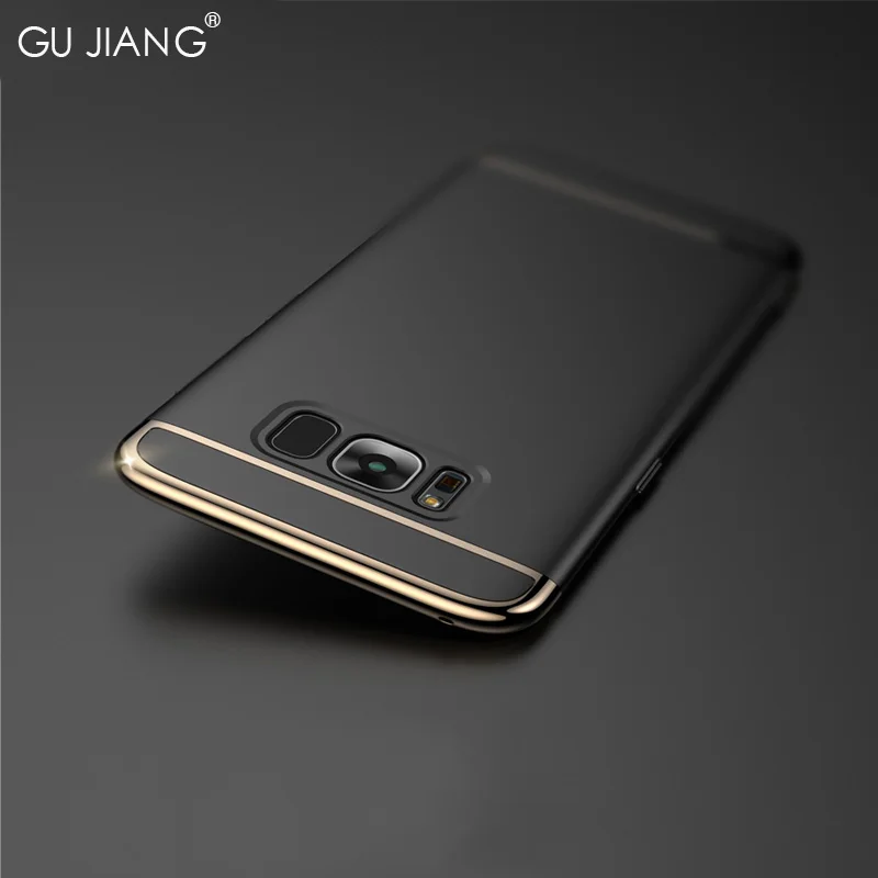 GU JIANG Luxury Full Cover 3 in 1 Phone Bag for Samsung Galaxy S8 &amp PLUS Hard PC Electronic- plating Protector Case Shell |